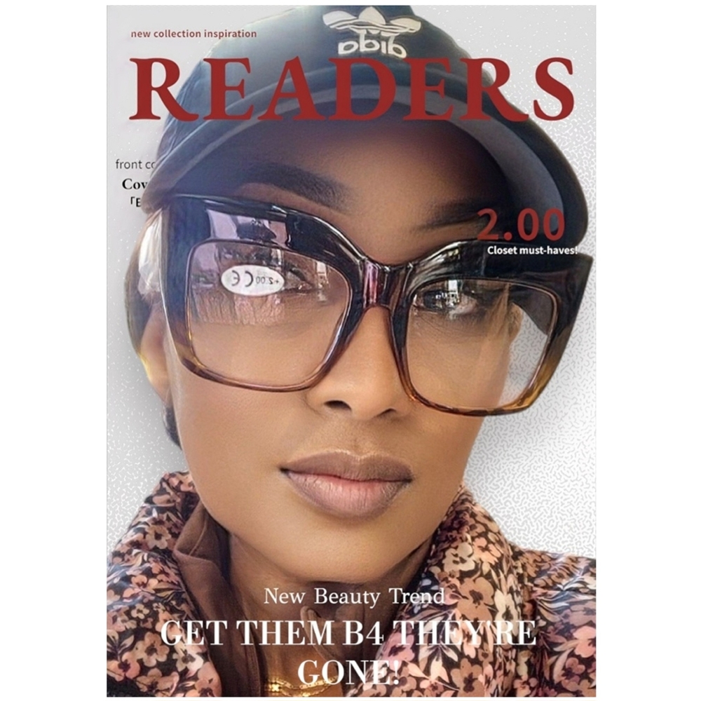 Oversized Black Frame Readers 2.00 Strength